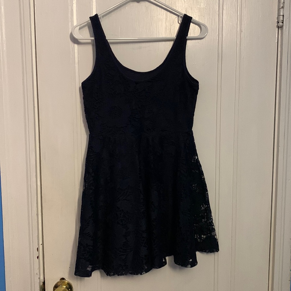 Aeropostale Navy Blue Floral Cutout Lining Dress